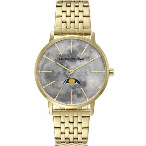 Reloj de mujer Armani Exchange AX5586 Lola Moonphase de acero inoxidable en tono dorado