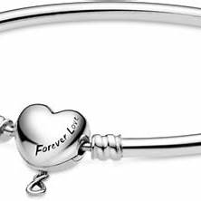 Pandora 598891C00-19 Moments Infinity Heart Clasp Bangle - Sterling Silver, 19cm