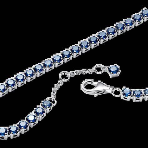 Pandora 591469C02-18 Bracciale tennis blu scintillante - Argento, 18 cm