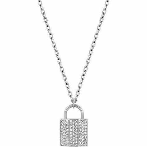 Swarovski 5120620 Case Padlock Pendant Necklace - Clear Crystal Pavé, Rhodium-Plated