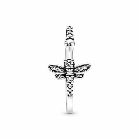 Pandora 198806C01-54 Sparkling Dragonfly Open Ring - Sterling Silver, Size 54