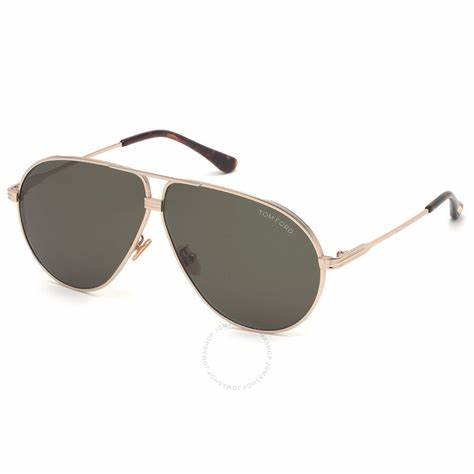 Tom Ford FT0734-H 28N Gafas de sol para hombre - montura oro rosa brillante, lentes verdes