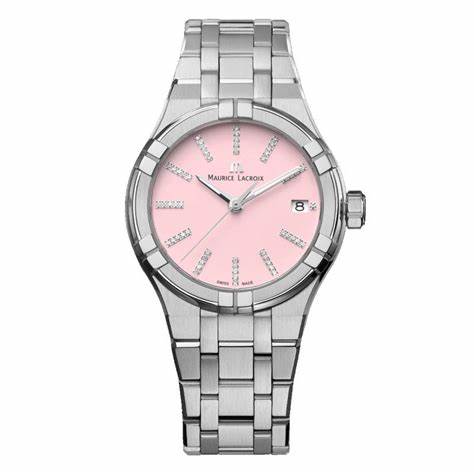 Maurice Lacroix AI1106-SS002-550-1 Women's Aikon Quartz 35mm Watch, Pink Dial, Stainless Steel Bracelet