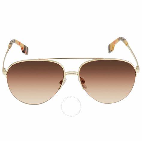 Burberry Ferry BE3113 1109/13 Women's Sunglasses - Light Gold Frame, Brown Gradient Lenses