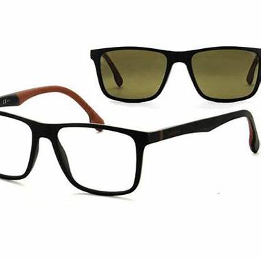 Carrera 4009/CS 003-SP Men's Eyeglasses with Magnetic Clip-On - Matte Black Frame, Brown Polarized Lenses