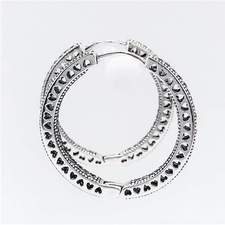 Pandora 296319CZ Pendientes de aro Sparkle & Hearts - Plata de ley y circonita cúbica