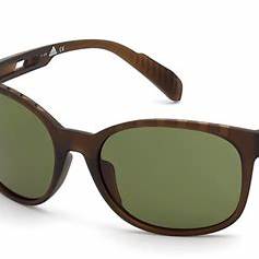 Adidas SP0011 49N Unisex Sunglasses - Matte Dark Brown Frame, Green Lenses