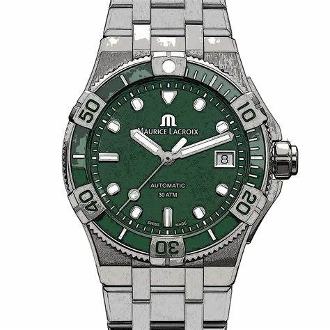 Maurice Lacroix AI6057-SSL5F-630-D Men's Aikon Venturer 38mm Watch, Green Dial, Stainless Steel Bracelet