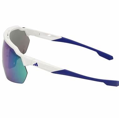 Adidas SP0093 21Q Unisex Sport Sunglasses - Matte White Frame, Green Mirror Lenses