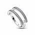 Pandora 192779C01-52 Signature Logo & Pavé Double Band Ring - Sterling Silver, Size 52