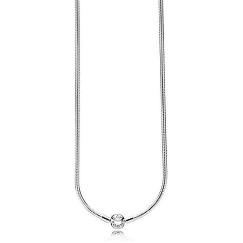 Pandora 590742HV-42 Sterling Silver Snake Chain Necklace with Round Clasp, 42 cm