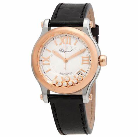 Chopard Happy Sport 36mm Automatic Women's Watch, Silver Dial, Rose Gold Bezel