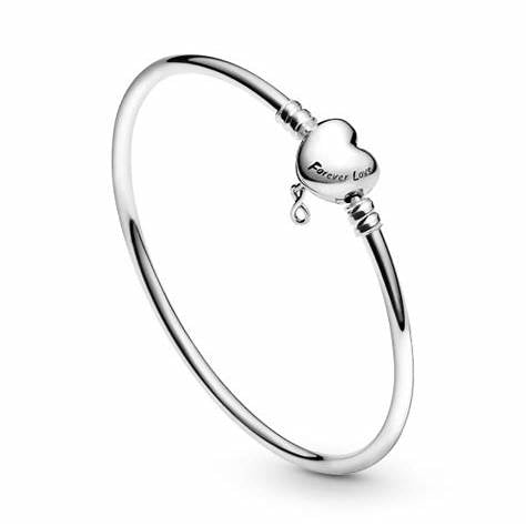 Pandora 598891C00-19 Moments Infinity Heart Clasp Bangle - Sterling Silver, 19cm