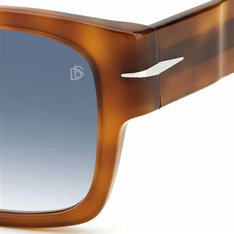 David Beckham Herren-Sonnenbrille DB 7000/S BOLD C9B-08 52 - Havannabrauner Acetat-Rahmen, blaue Verlaufsgläser