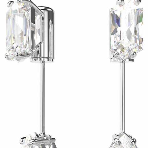 Swarovski 5661682 Mesmera Bar Earrings - Mixed Cuts, White Crystals, Rhodium-Plated