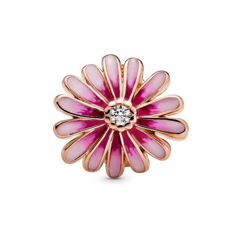 Pandora 788775C01 Pink Daisy Flower Charm - 14k Rose Gold-Plated