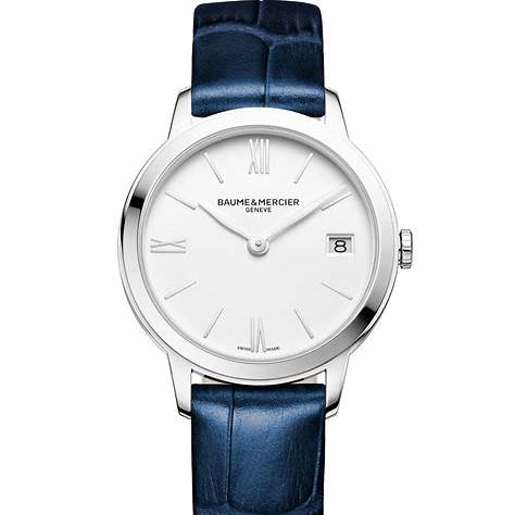 Baume & Mercier Classima 10353 Reloj Cuarzo Mujer - 31mm Esfera Blanca, Correa Piel Azul