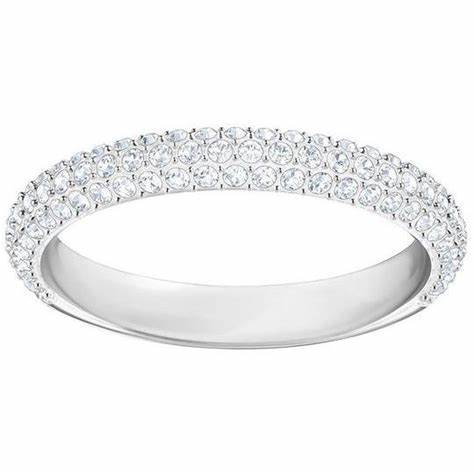 Swarovski 5412047 Stone Mini Ring - White Crystals, Rhodium-Plated, Size 52