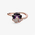 Pandora 180764C01-54 Deep Purple Pansy Flower Ring - 14k Rose Gold-Plated, Size 54