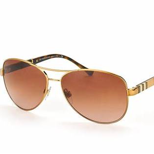 Burberry BE3080 1145/13 Occhiali da sole unisex - Montatura oro, lenti sfumate marroni