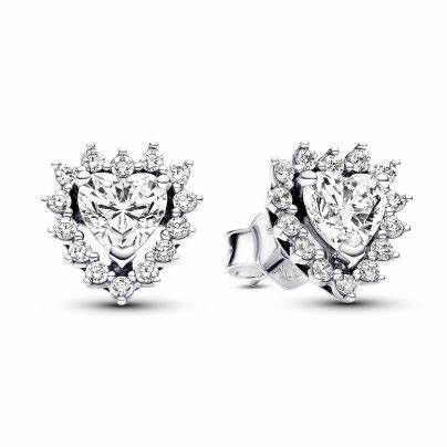 Pandora 293097C01 Sparkling Heart Halo Stud Earrings - Sterling Silver