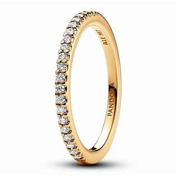 Pandora 162999C01-58 Sparkling Band Ring - 14k Gold-Plated, Size 58