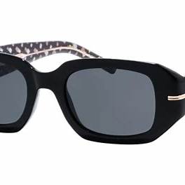 BOSS 1608/S 807-IR Women's Rectangular Sunglasses - Black Frame, Grey Lenses