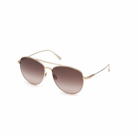 Tom Ford FT0784 28F Occhiali da sole da donna - Montatura in oro rosa lucido, lenti marroni sfumate