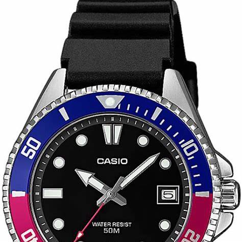 Casio MDV-10-1A2VEF Men's Analog Watch, Black Dial, Black Resin Band