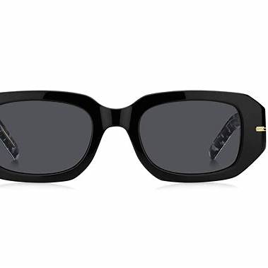 BOSS 1608/S 807-IR Women's Rectangular Sunglasses - Black Frame, Grey Lenses