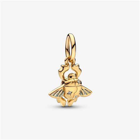 Pandora 762345C01 Disney Aladdin Scarab Beetle Dangle Charm - 14k Gold-Plated