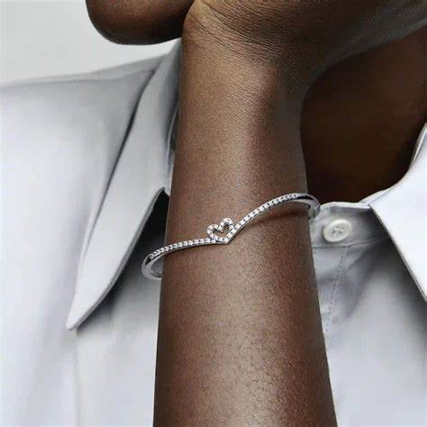 Pandora 599297C01-1 Pulsera Corazón Wishbone - Plata de Ley, Tamaño 1
