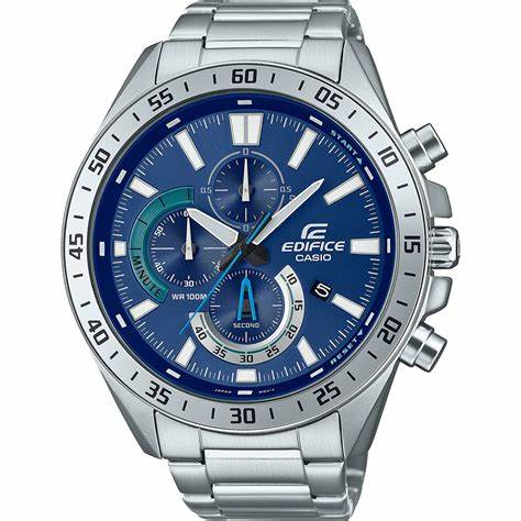 Casio Edifice EFV-620D-2AVUEF Herren-Chronographenuhr aus Edelstahl mit blauem Zifferblatt