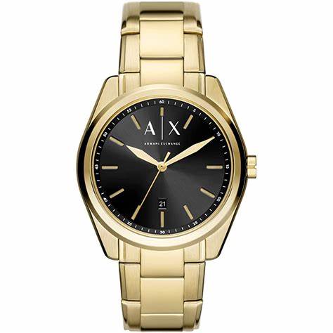 Armani Exchange AX2857 Men's Gold-Tone Stainless Steel Watch with Black Dial