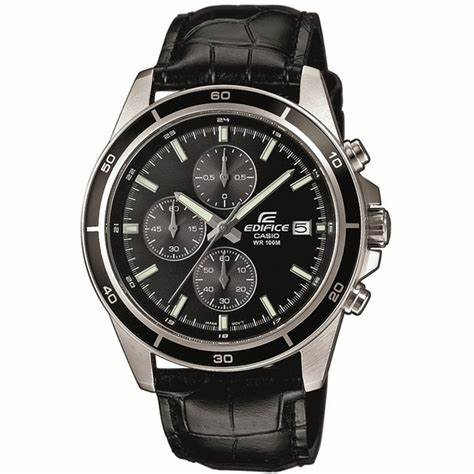 Casio Edifice EFR-526L-1AVUEF Herren-Chronograph mit schwarzem Lederarmband