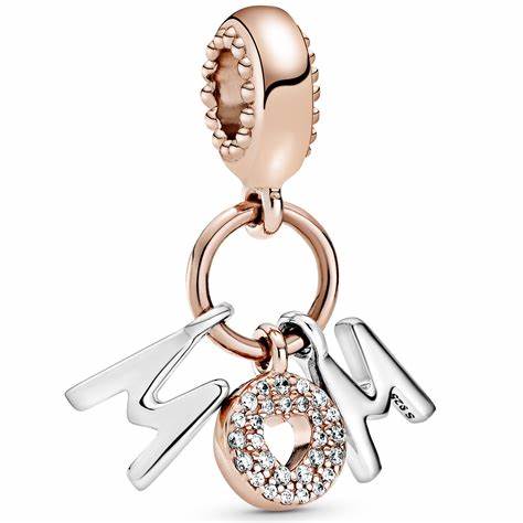 Pandora 788828C01 Colgante Letras de Mamá - Plata de ley bicolor y baño de oro rosa de 14k