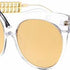 Linda Farrow 388 Clear Yellow Gold Women's Cat-Eye Sunglasses - Clear Yellow Gold Frame, Gold Mirror Lenses