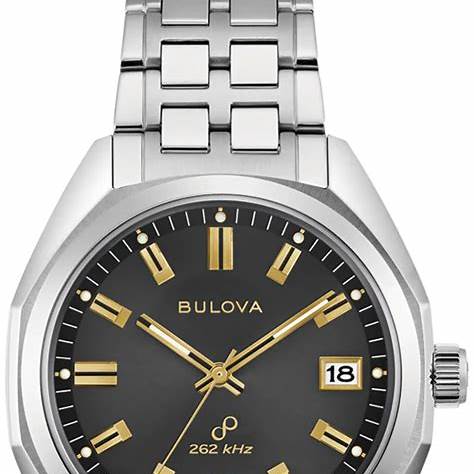 Bulova Jet Star 96B415 Men's Quartz Watch - 40mm Stainless Steel Case, Black Dial, Stainless Steel Bracelet