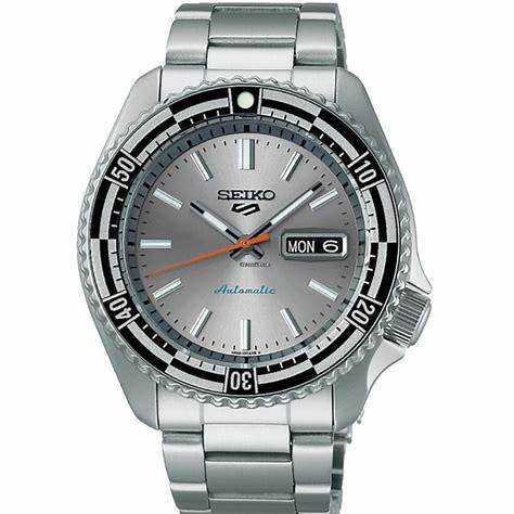 Seiko 5 Sports SRPK09K1 Orologio automatico da uomo, quadrante argento, bracciale in acciaio inossidabile