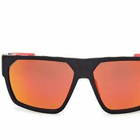 Adidas SP0097 02L Unisex Sport Sunglasses - Matte Black Frame, Red Mirror Lenses