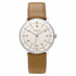 Junghans Max Bill Hand-Winding 027/3701.02 Men's Watch - 34mm Silver Case, Beige Leather Strap