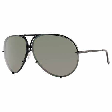 Porsche Design P8478 D-V343 66 Men's Aviator Sunglasses - Dark Ruthenium Frame, Grey Lenses