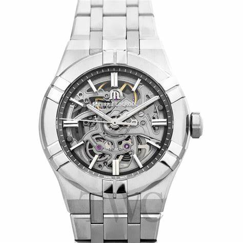 Maurice Lacroix AI6007-SS002-030-1 Men's Aikon Automatic Skeleton 39mm Watch, Skeleton Dial, Stainless Steel Bracelet