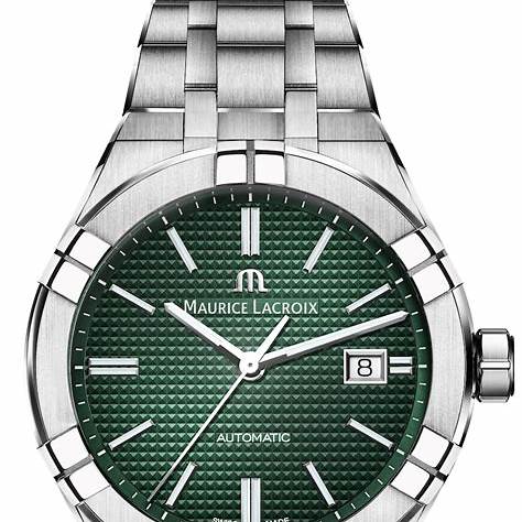 Maurice Lacroix AI6008-SS002-630-1 Men's Aikon Automatic 42mm Watch, Green Dial, Stainless Steel Bracelet