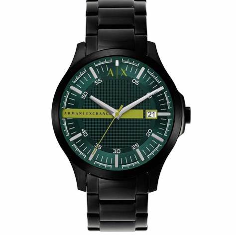 Armani Exchange AX2450 Men's Watch - Black Stainless Steel Bracelet, Green Dial