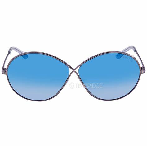 Tom Ford FT0564 14X Occhiali da sole da donna - Montatura in rutenio chiaro lucido, lenti a specchio blu