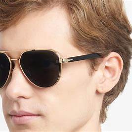 Occhiali da sole David Beckham DB 1121/G/S RHL-IR A 61 - Montatura oro e nero, lenti grigie