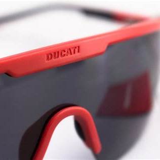 Ducati DA5025 224 Men's Shield Sunglasses - Red Frame, Grey Lenses