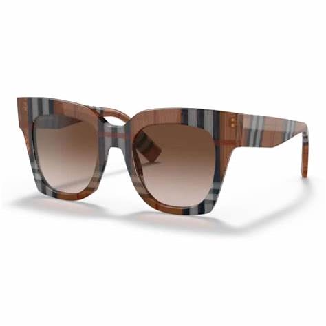 Burberry Kitty BE4364 3967/13 Women's Sunglasses - Brown Check Frame, Brown Gradient Lenses