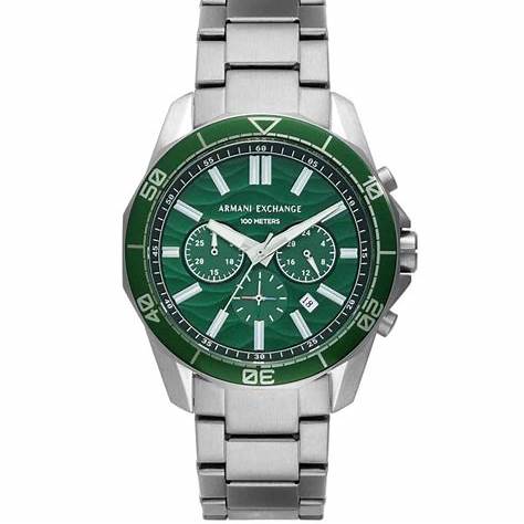 Armani Exchange AX1957 Men's Chronograph Watch - Stainless Steel Bracelet, Green Dial